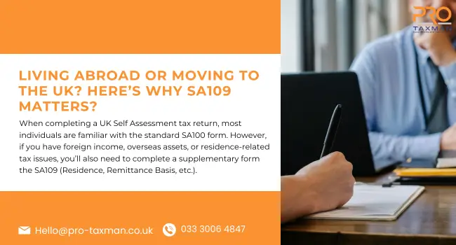 Living Abroad or Moving to the UK Here’s Why SA109 Matters