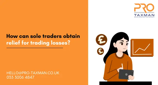 How can sole traders obtain relief for trading losses?